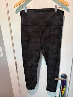 lululemon athletica Black Subtle Camo High-Rise Leggings, size 10.